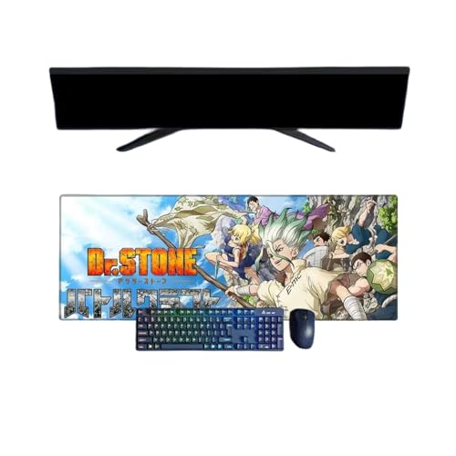 Dr.Stone Anime Mousepad, 800 x 300 mm, Gaming-Tastatur, wasserdicht und 3 Unterseite aus Gummi, stru