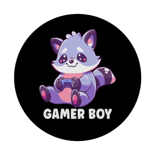 Gamer Boy Kawaii Waschbär Anime Lustig Gaming Jungen PopSockets mit austauschbarem PopGrip