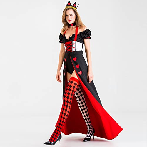 Damen Königin der Herzen Kleid Halloween Cosplay Alice im Wunderland Sexy Prinzessin Kostüm Karnev