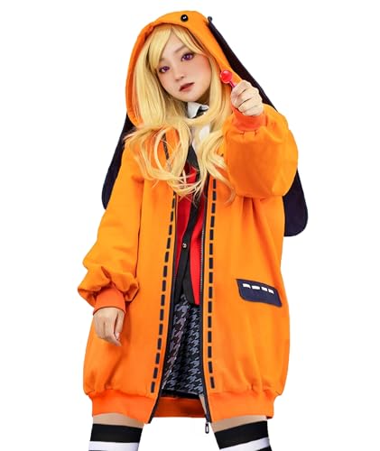 Loiahoer Anime Runa Kostüm Hoodie Kapuzenpullover,Hasen Jacke Orange,Hasenohren Halloween Karneval 