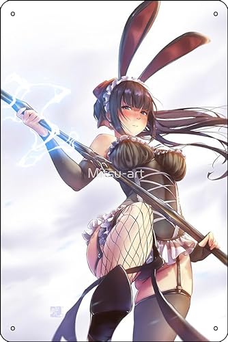 Narberal Bunny Girl Overlord-Poster, 20,3 x 30,5cm, lustiges Metall-Blechschild, Spielzimmer, Männe