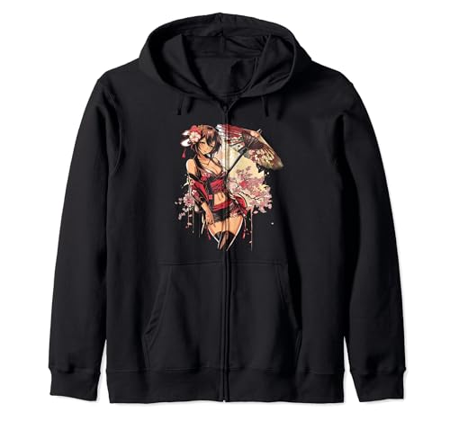 s Waifu in Schwarz und Rot mit schwarzem Regenschirm