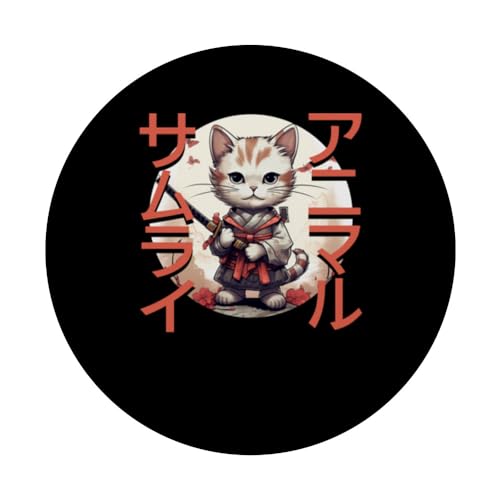 Süße Samurai-Katzenkrieger, japanischer Ninja-Kätzchen, Kawaii PopSockets mit austauschbarem PopG