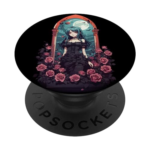 Viktorianisches Goth E-Girl düsteres Rosen Aesthetic Design PopSockets mit austauschbarem PopGrip