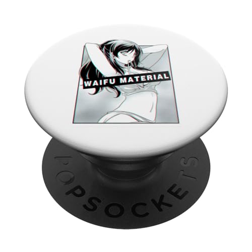 Waifu Anime-Waifu bindet ihre Haare schwarz-weiß PopSockets mit austauschbarem PopGrip