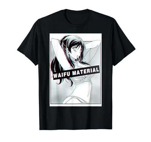 Waifu Anime-Waifu bindet ihre Haare schwarz-weiß T-Shirt