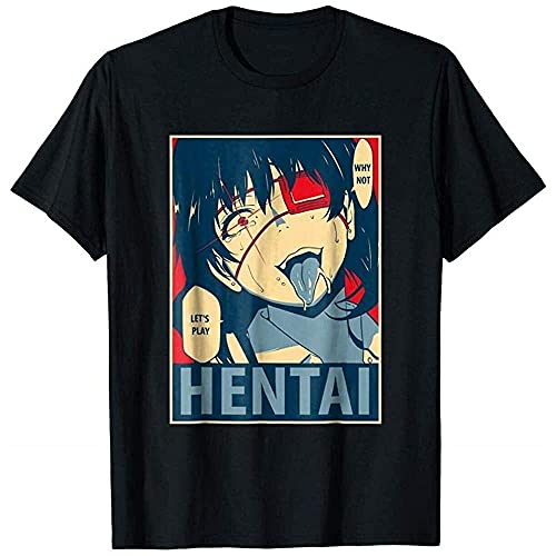 Why Not Lets Play Hentai Kakegurui Midari Ikishima Unisex Black T-Shirt Mens Fashion O-Neck Casual P