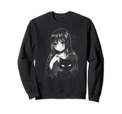 Witch Anime Waifu Manga Wicca Black Cat Pagan Cute Sweatshirt