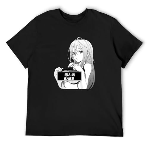 Babe Hentai Aesthetic Vaporwave Anime Manga T-Shirt Graphic Mens Basic Black Unisex Cotton Casual Te