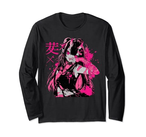 Goth Grunge Dämon Anime Girl Waifu Horror Alt-Ästhetik Langarmshirt