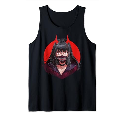 Anime Girl Gothic Waifu Japanese Kawaii Otaku Oni Mask Tank