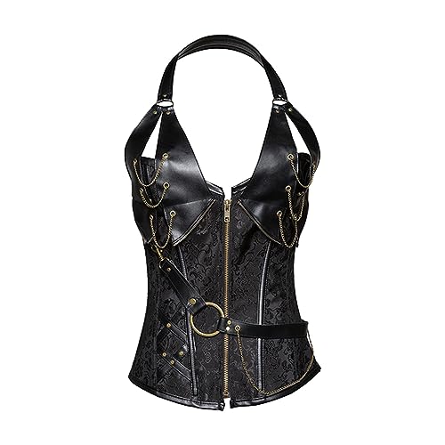SteampunkKorsett Damen rückenfrei Top Gothic Leder sexy – Bild 4