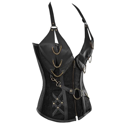 SteampunkKorsett Damen rückenfrei Top Gothic Leder sexy – Bild 5