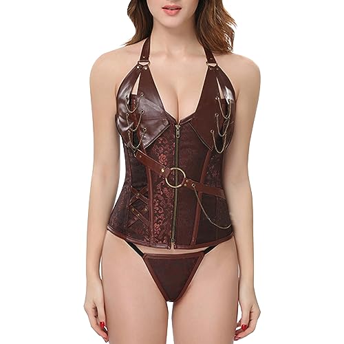 SteampunkKorsett Damen rückenfrei Top Gothic Leder sexy – Bild 7