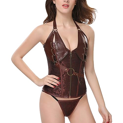 SteampunkKorsett Damen rückenfrei Top Gothic Leder sexy – Bild 8