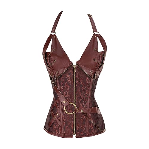 SteampunkKorsett Damen rückenfrei Top Gothic Leder sexy – Bild 9