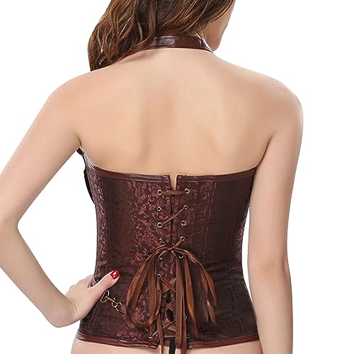 SteampunkKorsett Damen rückenfrei Top Gothic Leder sexy – Bild 11