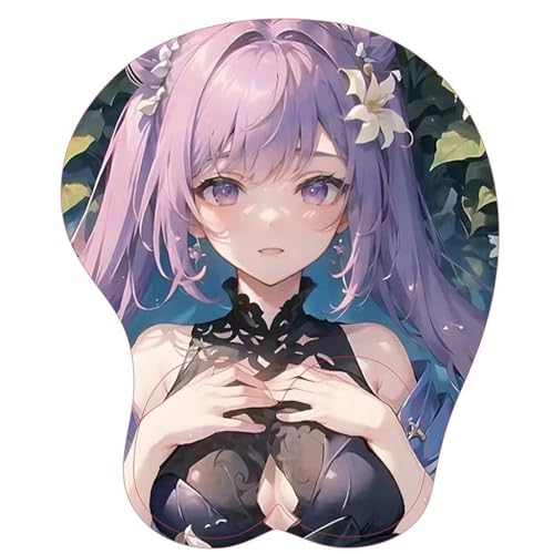 Anime Keqing 3D Mousepad mit Handgelenkauflage Gaming