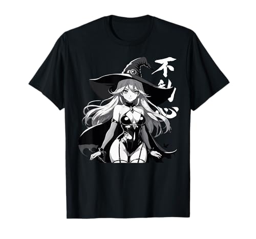 Sexy Waifu Hexe Anime Girl Japanisch in SchwarzWeißTShirt