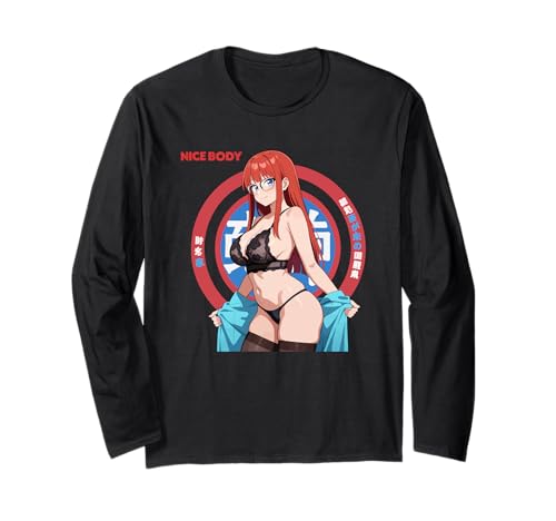 Waifu Sexy Anime Bikini Strand Manga Stil Langarmshirt