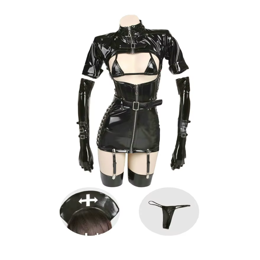 sexy dark reign nurse cosplay costume leather dress leotard elastic clack hot anime cosplay full set sexy dark reign nurse cosplay costume leather dress leotard elastic clack hot anime cosplay full set