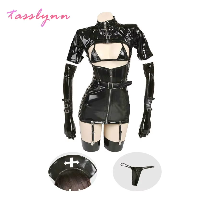 sexy dark reign nurse cosplay costume leather dress leotard elastic clack hot anime cosplay full set sexy dark reign nurse cosplay costume leather dress leotard elastic clack hot anime cosplay full set