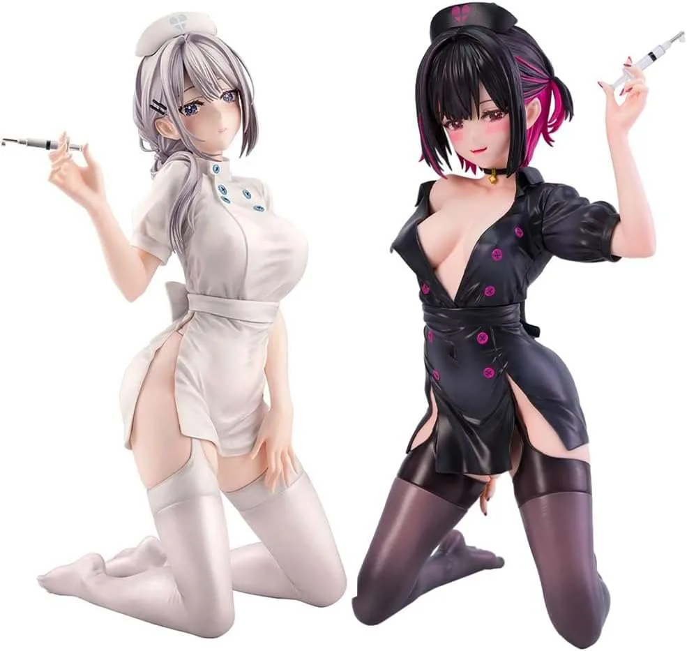 DEXSHUN 2pcs Shirayuki Ren/Shino Figur Anime Illustration Original Painting Krankenschwester Shirayuki Ren/Shino Kniestellung Statue PVC Modell Desktop Dekoration Geschenke