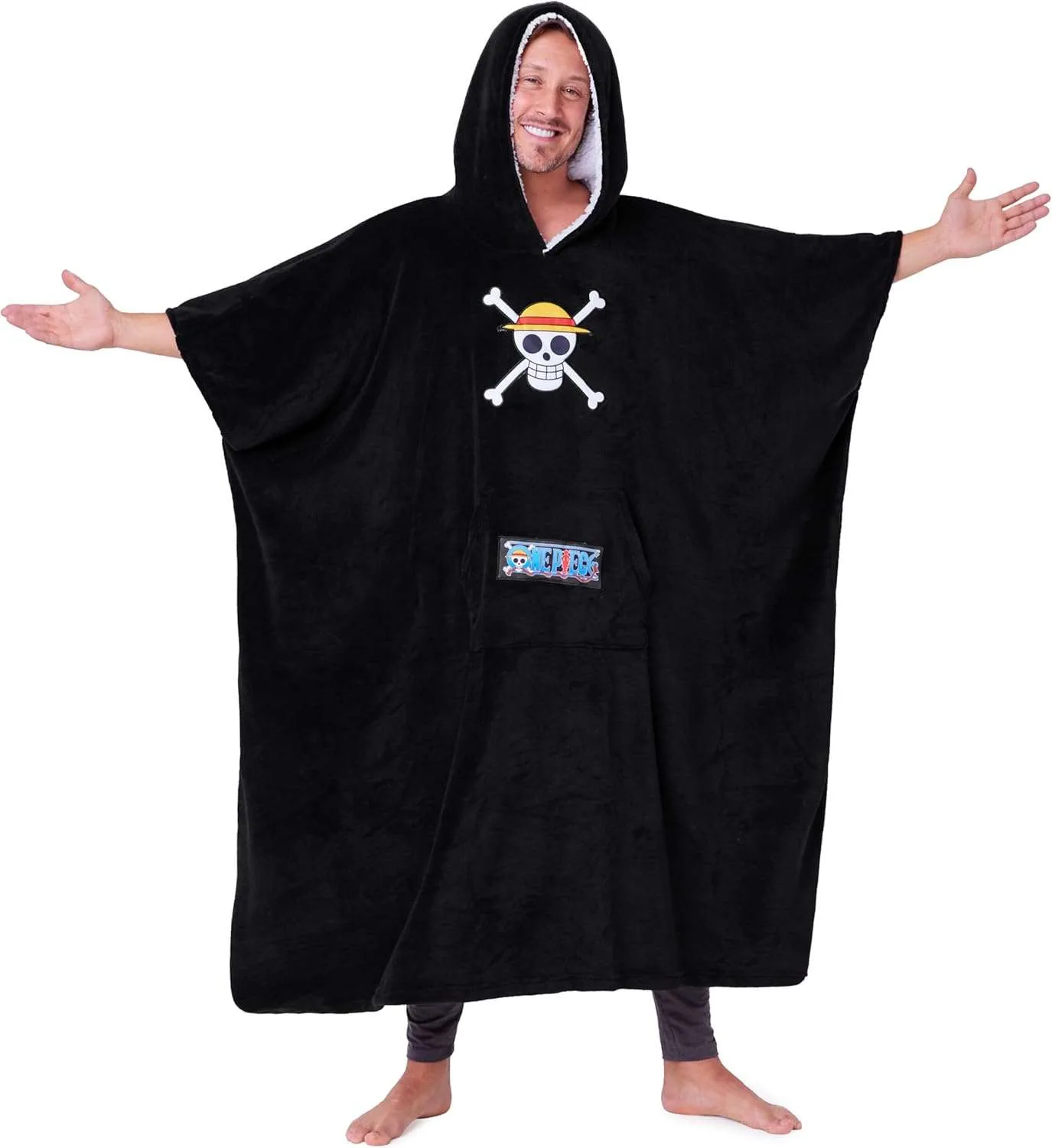 One Piece Hoodie Decke mit Ärmeln für Herren – One Size Übergroße Kapuzenpullover Fleece Tragbare Decken Geschenke für Fans